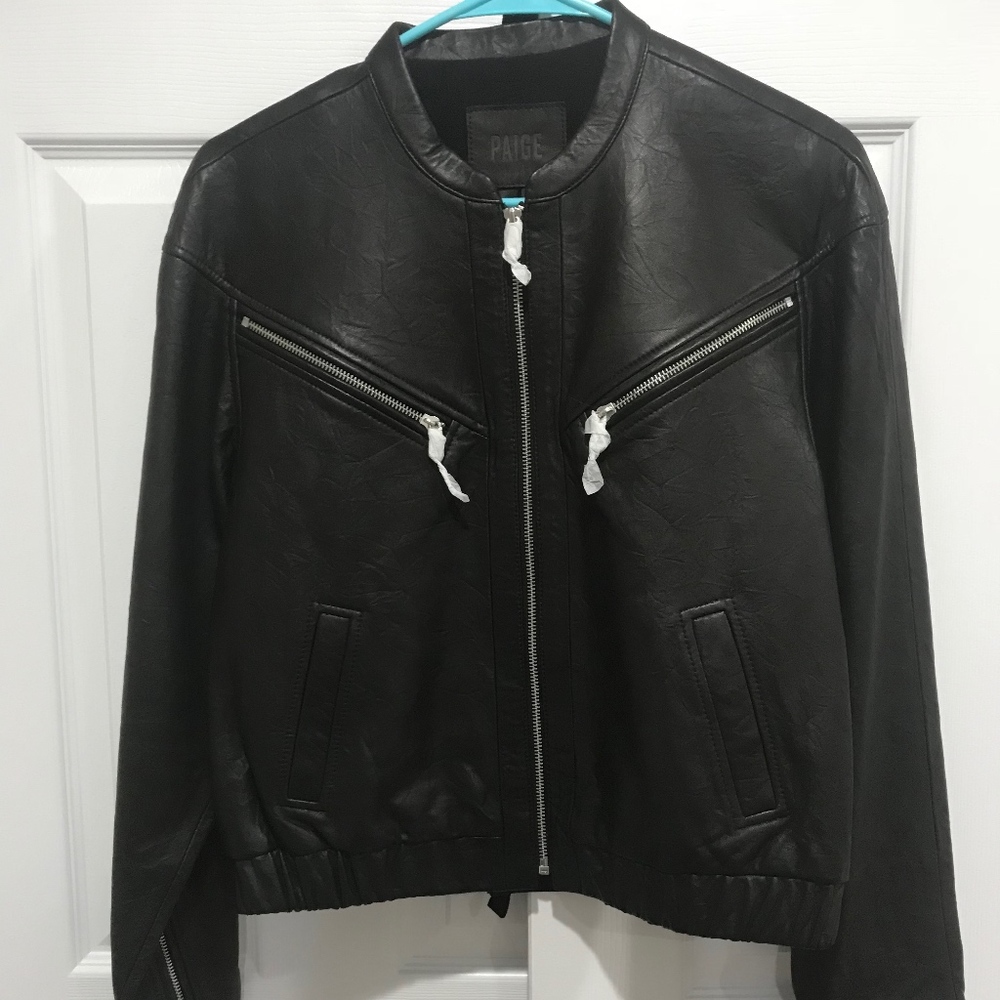 NWT PAIGE Gianna Black Leather Jacket sz S - Picture 3 of 8